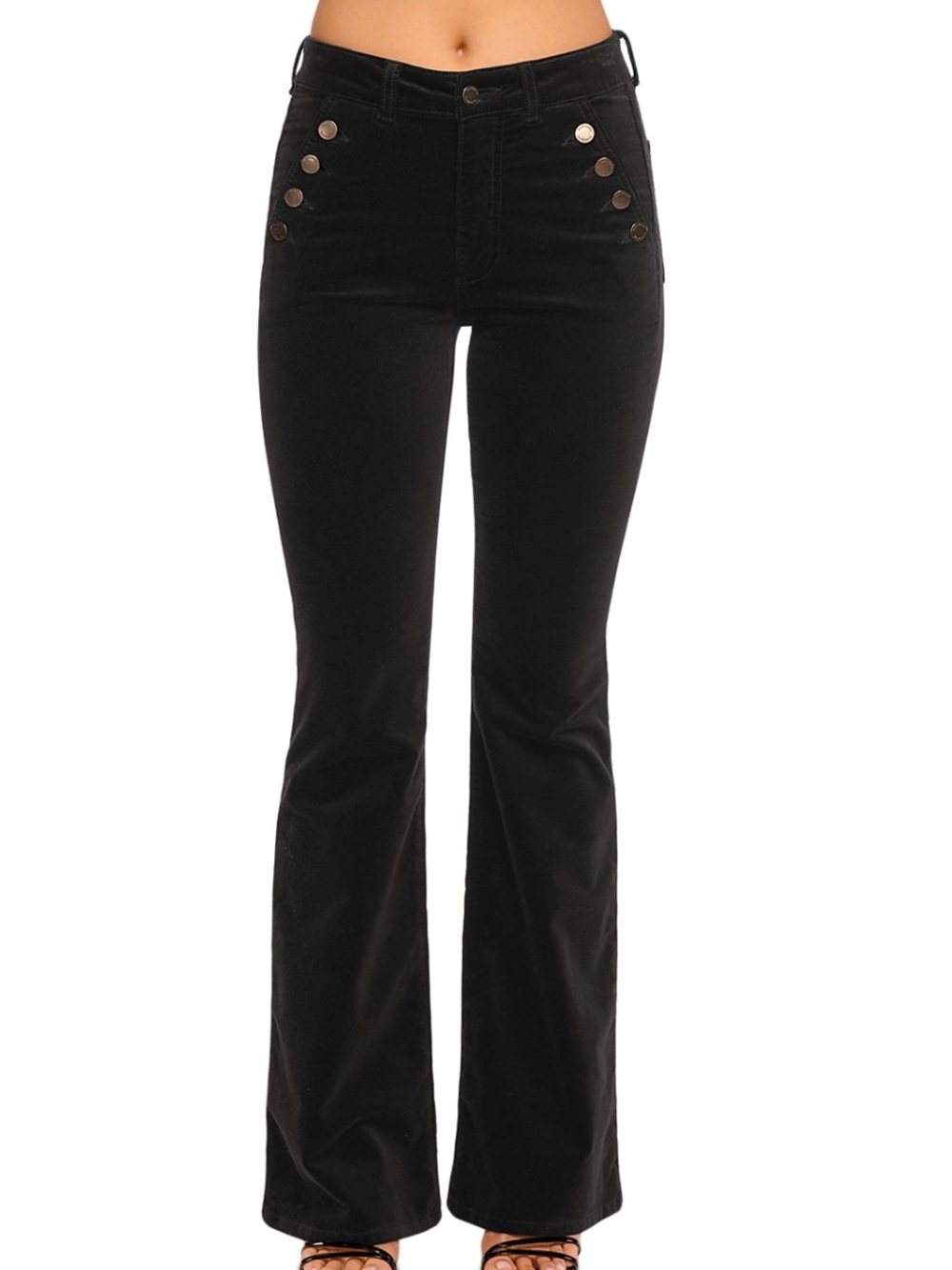RAMY BROOK VELVET HELENA High-Rise Black Flare Pants